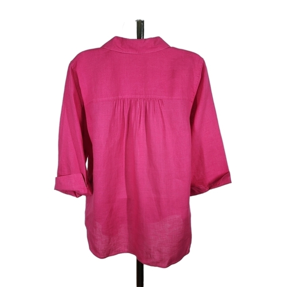 CHICO'S LINEN BUTTON FRONT BLOUSE - Picture 2 of 8